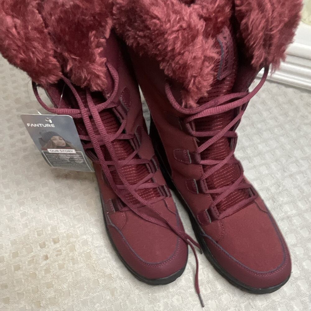 Burgundy Red Ankle Boots Waterproof Size 11 Women's Machine Washable Adjustable